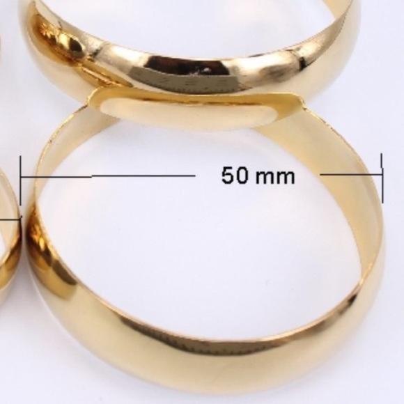 NEW 18K YELLOW GOLD 2” ROUND CHUNKY HOOP EARRINGS, NICE EARRINGS, CUTE EARRINGS - Picture 4 of 4